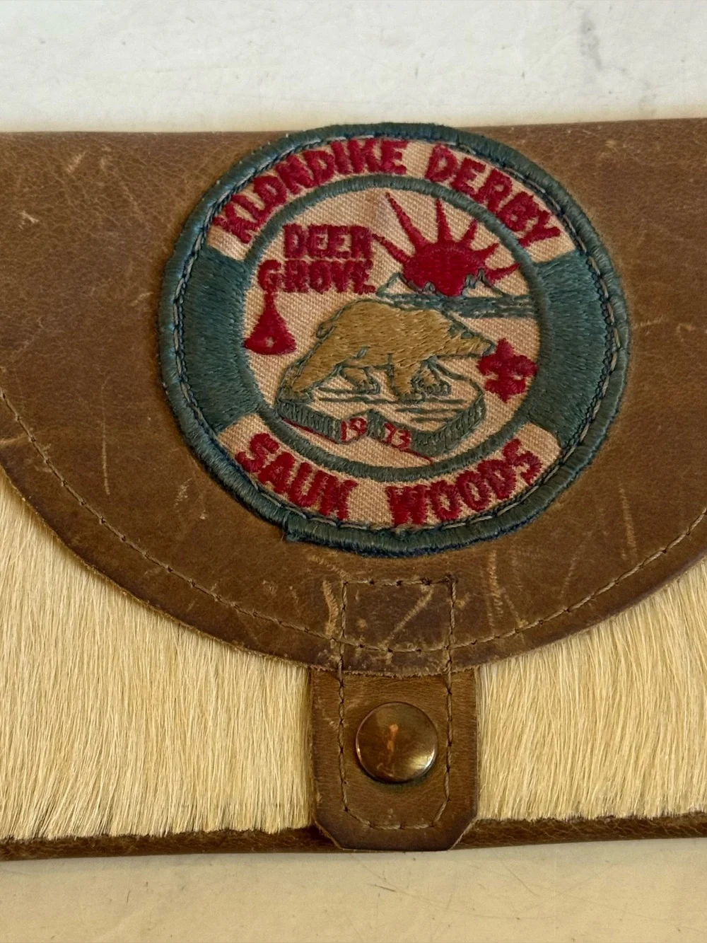 Brown and Cream VTG Cowhide Clutch